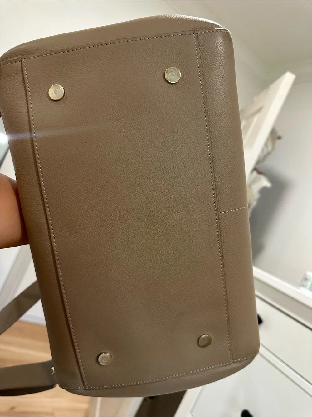 Mina Baie Taupe Leather Backpack- Diaper bag